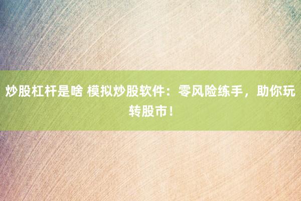 炒股杠杆是啥 模拟炒股软件：零风险练手，助你玩转股市！