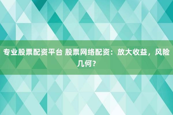 专业股票配资平台 股票网络配资：放大收益，风险几何？