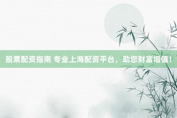 股票配资指南 专业上海配资平台，助您财富增值！