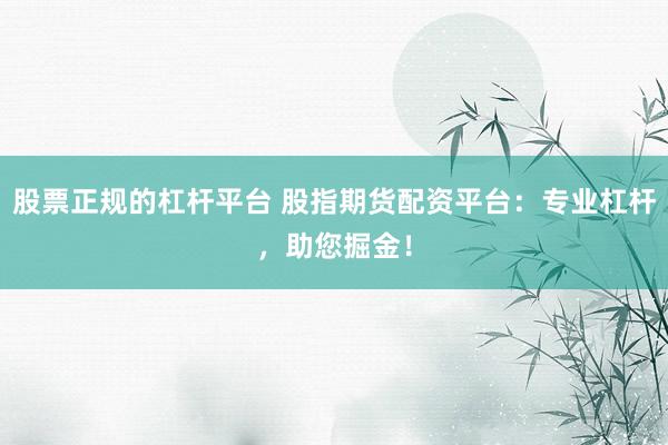 股票正规的杠杆平台 股指期货配资平台：专业杠杆，助您掘金！