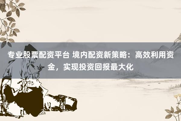 专业股票配资平台 境内配资新策略：高效利用资金，实现投资回报最大化