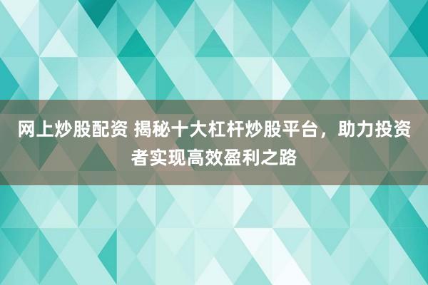 网上炒股配资 揭秘十大杠杆炒股平台，助力投资者实现高效盈利之路