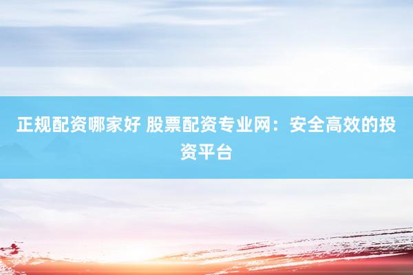 正规配资哪家好 股票配资专业网：安全高效的投资平台