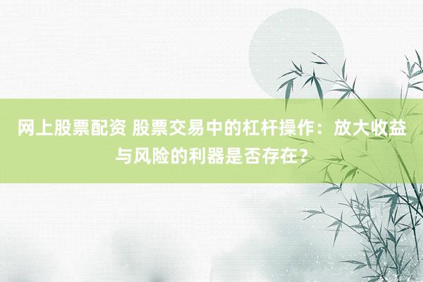 网上股票配资 股票交易中的杠杆操作：放大收益与风险的利器是否存在？