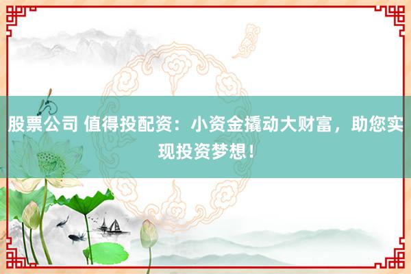 股票公司 值得投配资:小资金撬动大财富,助您实现投资梦想!