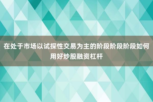 在处于市场以试探性交易为主的阶段阶段阶段如何用好炒股融资杠杆