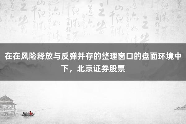 在在风险释放与反弹并存的整理窗口的盘面环境中下,北京证券股票
