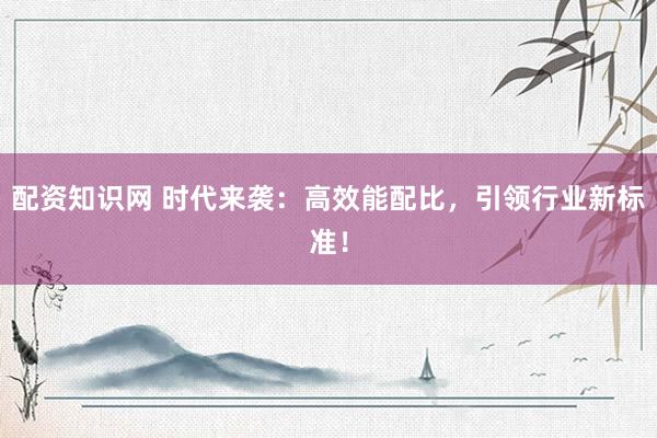 配资知识网 时代来袭：高效能配比，引领行业新标准！