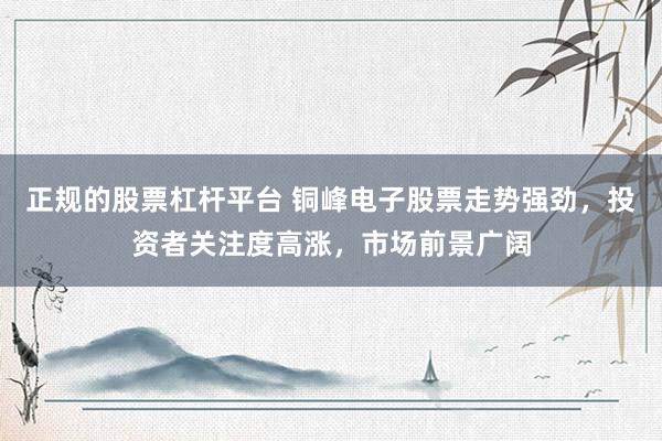 正规的股票杠杆平台 铜峰电子股票走势强劲，投资者关注度高涨，市场前景广阔