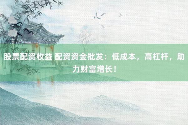 股票配资收益 配资资金批发：低成本，高杠杆，助力财富增长！