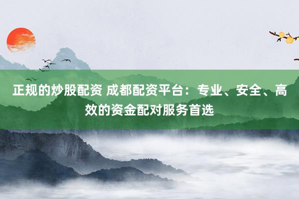 正规的炒股配资 成都配资平台:专业、安全、高效的资金配对服务首选