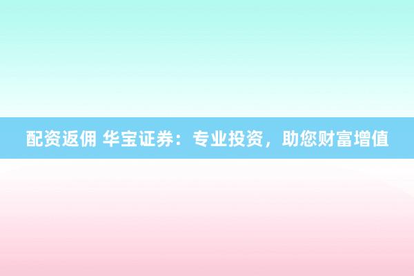 配资返佣 华宝证券:专业投资,助您财富增值